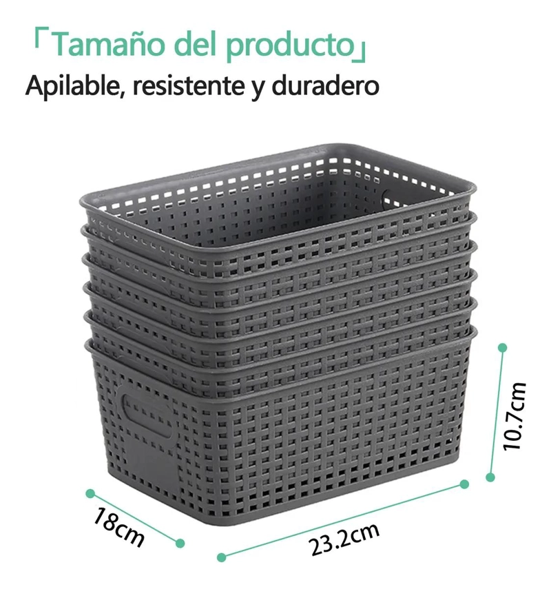 SET DE 6 CANASTOS ORGANIZADORES MULTIUSOS PARA COCINA Y BAÑO - 8