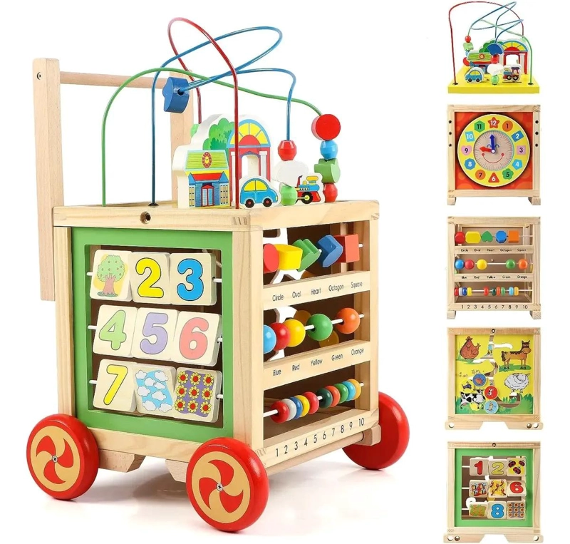 CUBO DE ACTIVIDAD GRANDE DE MADERA PARA DESARROLLO INFANTIL - 1