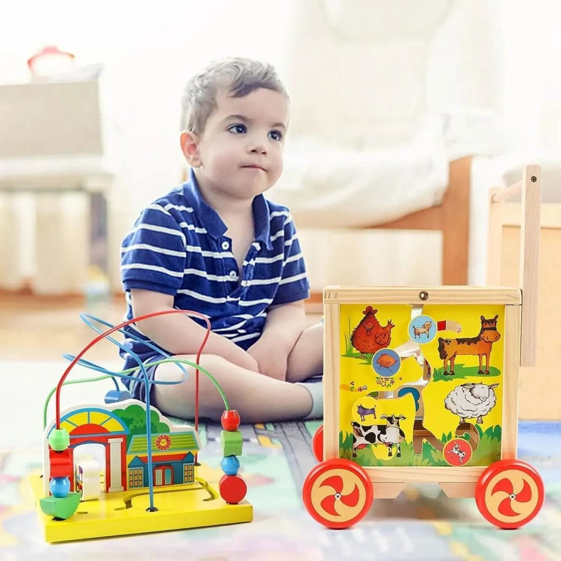 CUBO DE ACTIVIDAD GRANDE DE MADERA PARA DESARROLLO INFANTIL - 3