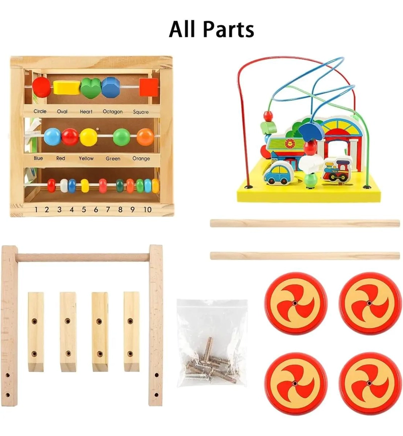 CUBO DE ACTIVIDAD GRANDE DE MADERA PARA DESARROLLO INFANTIL - 6