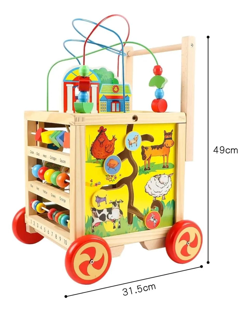 CUBO DE ACTIVIDAD GRANDE DE MADERA PARA DESARROLLO INFANTIL - 7