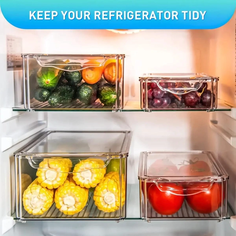 SET DE 4 CONTENEDORES APILABLES PARA REFRIGERADOR - 6