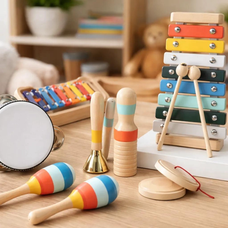 SET DE 8 INSTRUMENTOS MUSICALES DE MADERA PARA BEBE S - 4