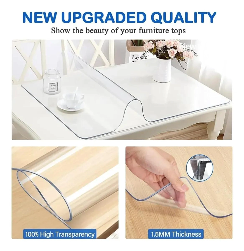 PROTECTOR DE MESA RECTANGULAR TRANSPARENTE DE PVC 120X80 CM - 2