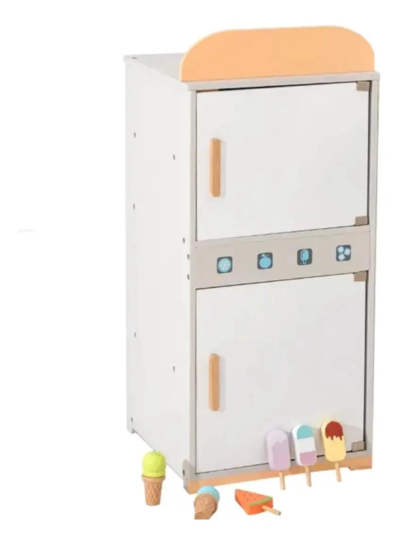 REFRIGERADOR DE JUGUETE DE MADERA PARA NIÑOS CON ACCESORIOS - 1