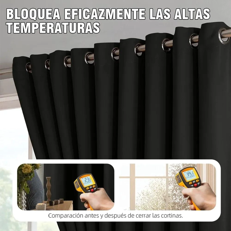 CORTINAS OPACAS IMPERMEABLES AISLANTES 150X230CM 2 PIEZAS - 7
