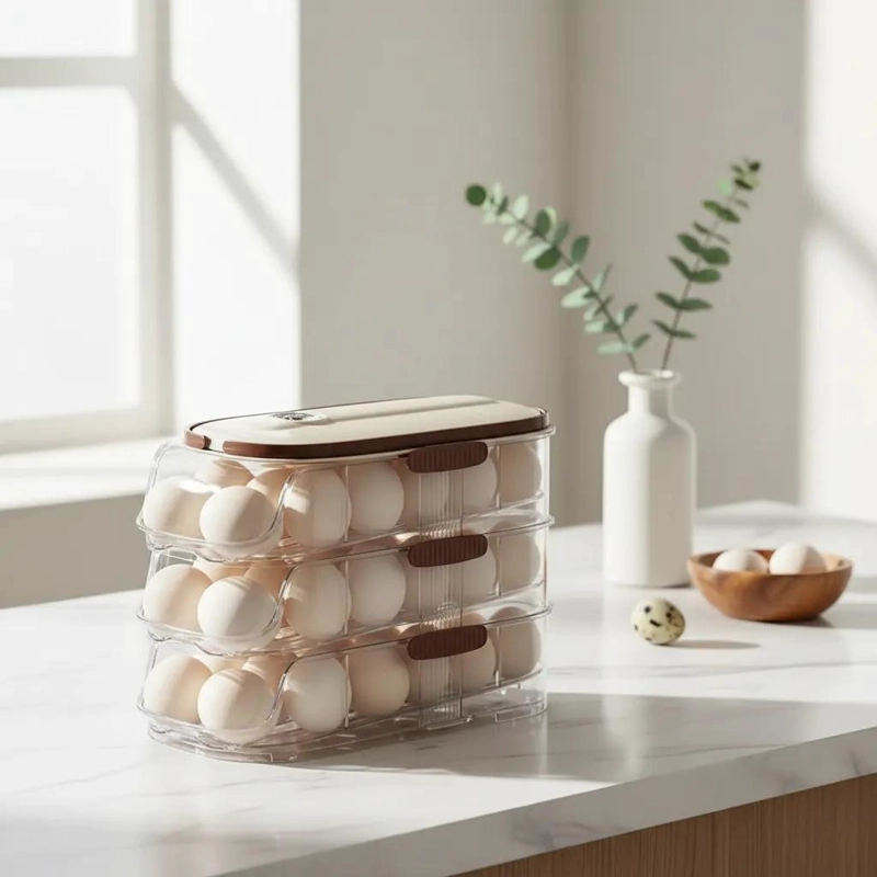 ORGANIZADOR DE HUEVOS REFRIGERADOR RODANTE DE 3 NIVELES - 1
