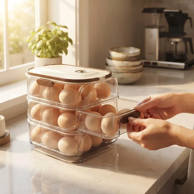 ORGANIZADOR DE HUEVOS REFRIGERADOR RODANTE DE 3 NIVELES - 5