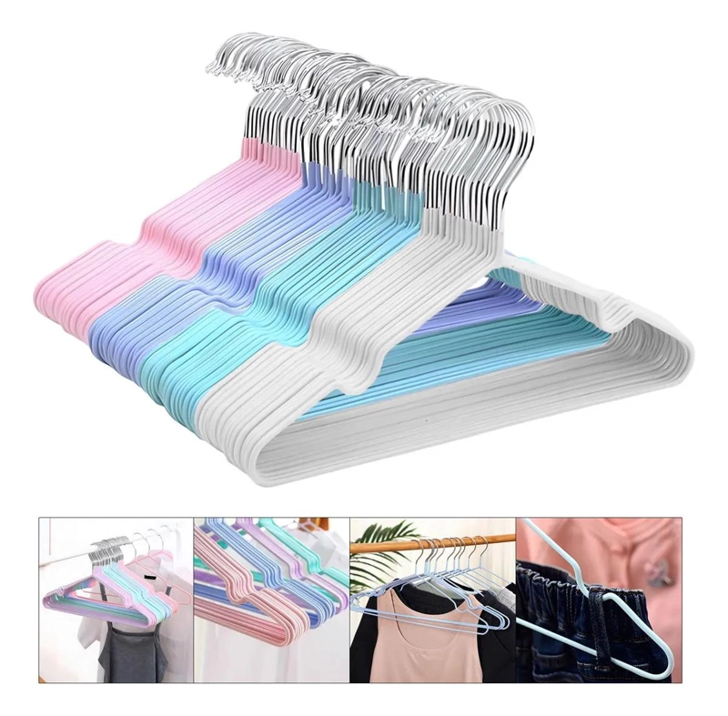 40 PERCHAS ANTIDESLIZANTES DE METAL PARA ROPA EN COLORES VARIADOS - 1