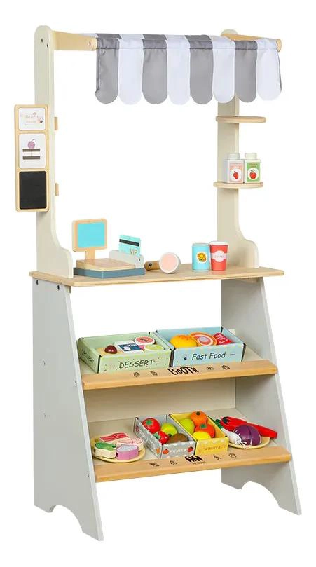 MERCADO DE MADERA PARA JUEGO DE ROL INFANTIL CON 30 ACCESORIOS - 4