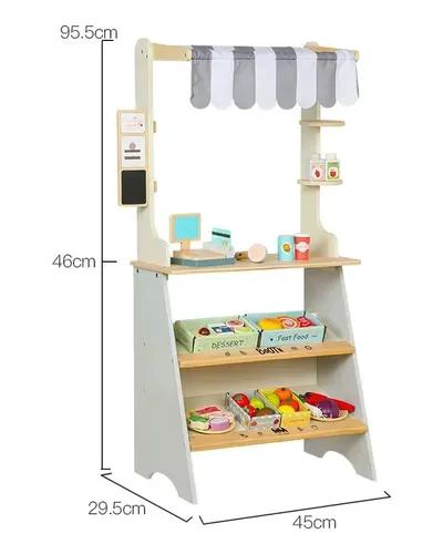 MERCADO DE MADERA PARA JUEGO DE ROL INFANTIL CON 30 ACCESORIOS - 5