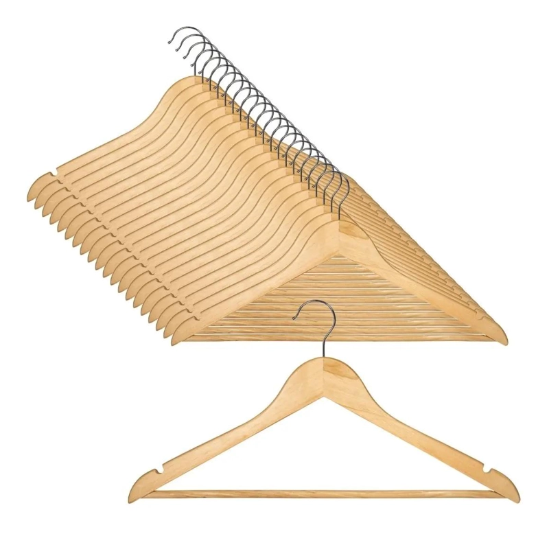 PACK DE 15 COLGADORES DE MADERA PARA POLERAS ADULTOS - 1
