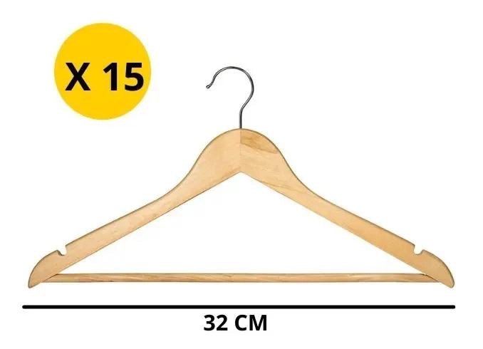 PACK DE 15 COLGADORES DE MADERA PARA POLERAS ADULTOS - 7