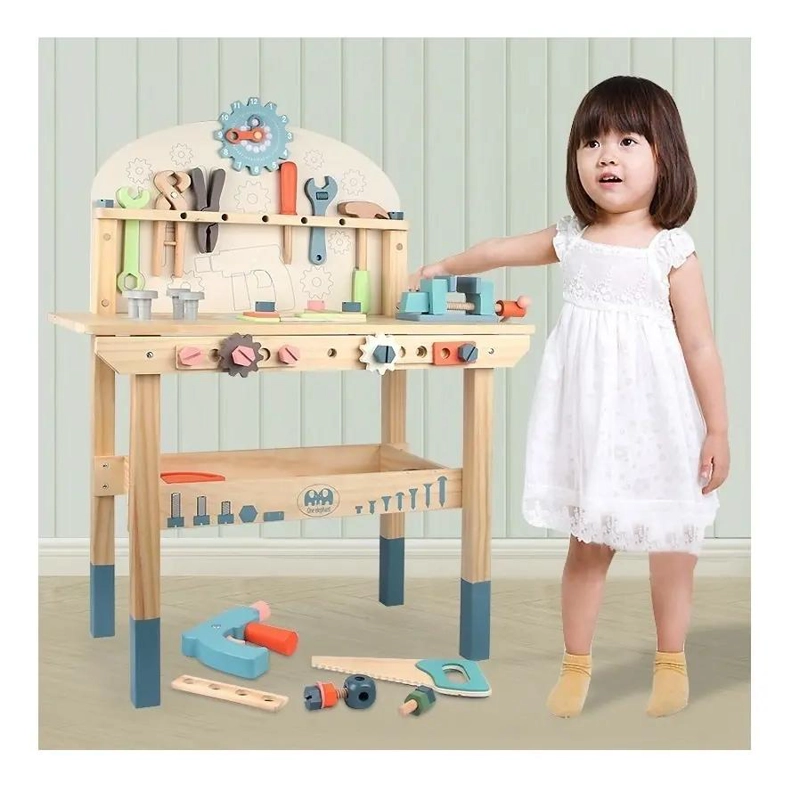 MESA DE TRABAJO DE MADERA PARA NIÑOS CON HERRAMIENTAS INCLUIDAS - 5