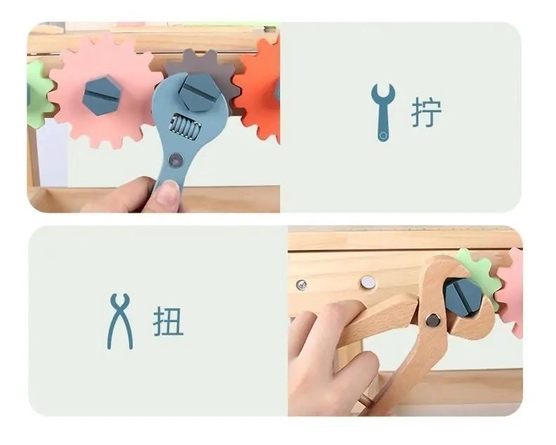 MESA DE TRABAJO DE MADERA PARA NIÑOS CON HERRAMIENTAS INCLUIDAS - 8