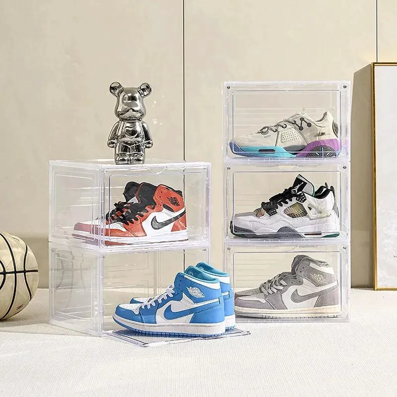 SET DE 2 ORGANIZADORES DE ZAPATOS APILABLES TRANSPARENTES - 1