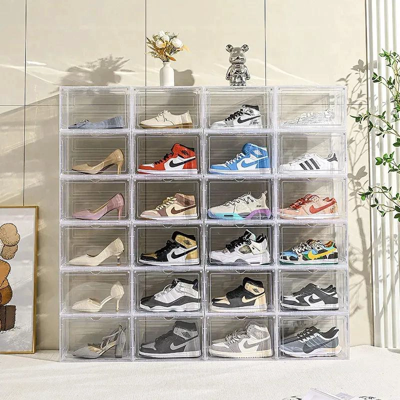 SET DE 2 ORGANIZADORES DE ZAPATOS APILABLES TRANSPARENTES - 7