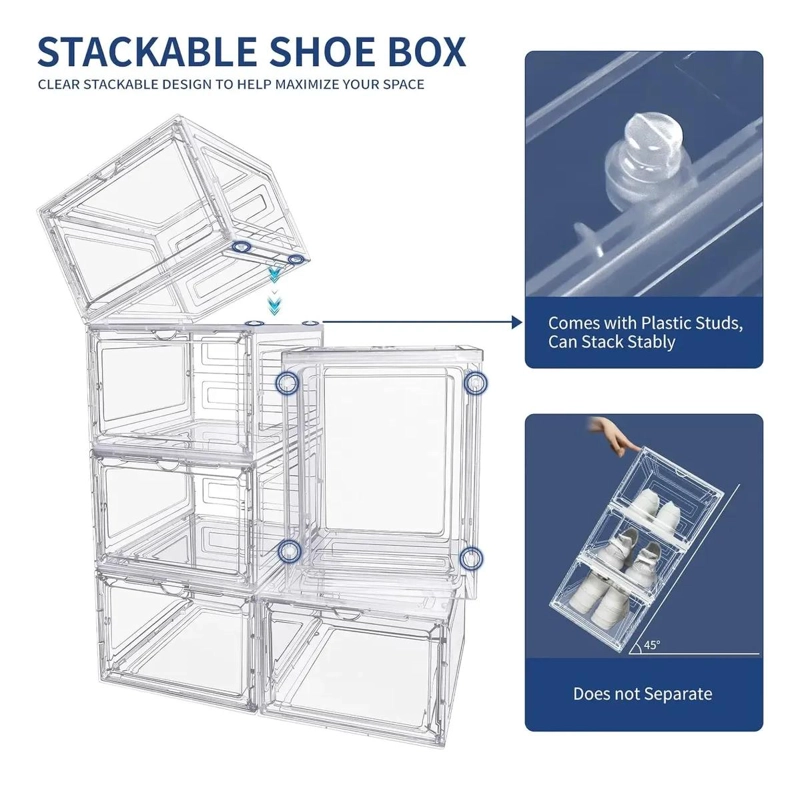 SET DE 2 ORGANIZADORES DE ZAPATOS APILABLES TRANSPARENTES - 8