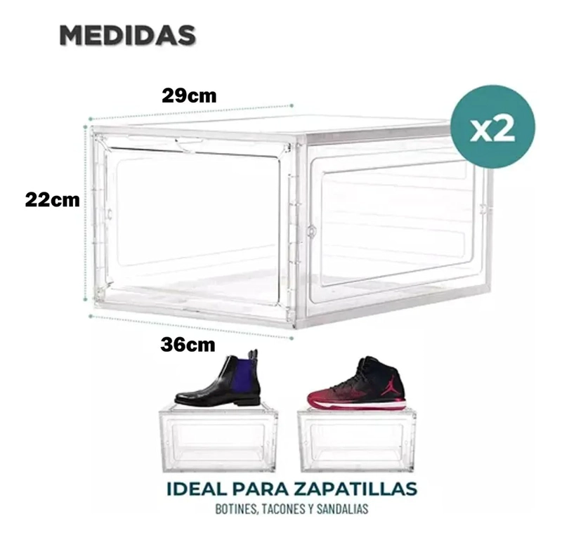 SET DE 2 ORGANIZADORES DE ZAPATOS APILABLES TRANSPARENTES - 9