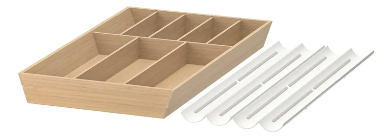 ORGANIZADOR DE CUBIERTOS DE BAMBU NATURAL PARA CAJONES - 1