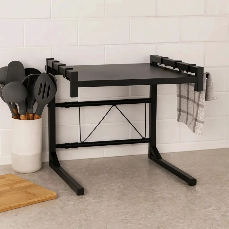 ESTANTE DE COCINA EXTENSIBLE PARA MICROONDAS COLOR NEGRO - 1