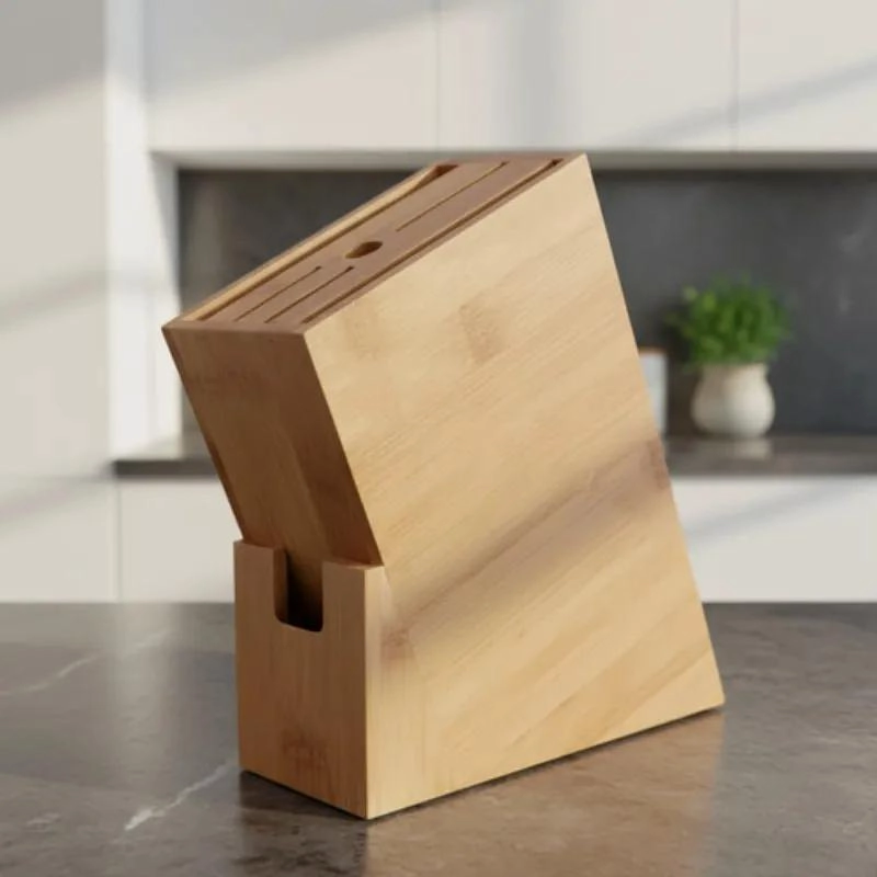 PORTA CUCHILLOS DE BAMBU PARA COCINA CON 7 AGUJEROS - 8
