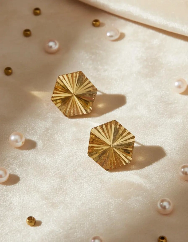 AROS DE ORO 18 KILATES ROMBOS FACETADOS PARA REGALO - 1