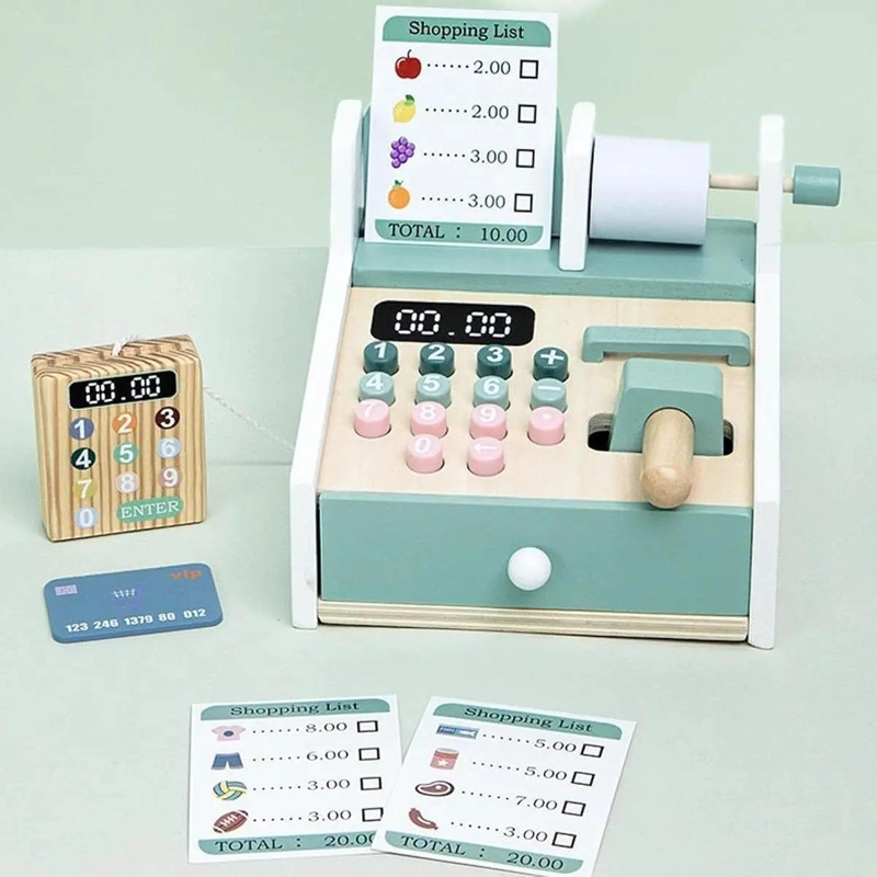 CAJA REGISTRADORA DIDACTICA DE MADERA PARA NIÑOS - 4