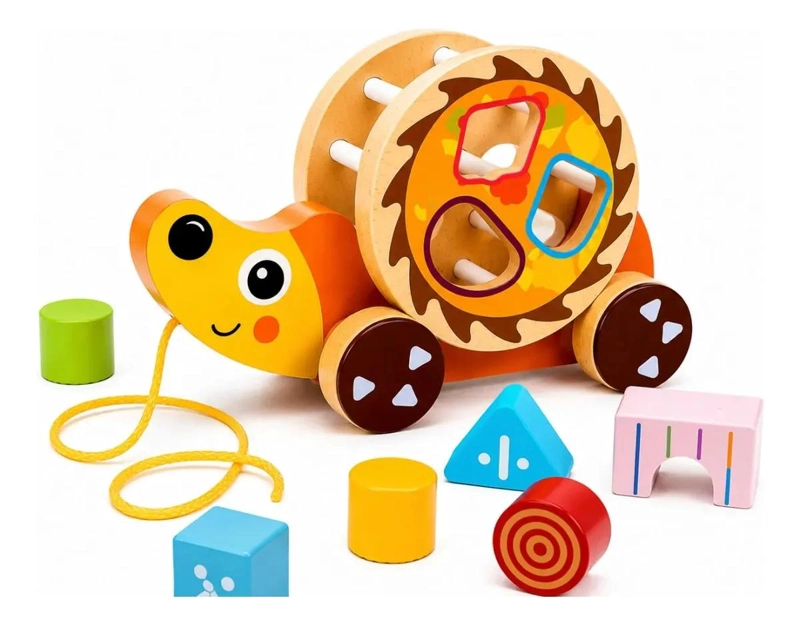 JUGUETE DE ARRASTRE EDUCATIVO DE MADERA CON ENCAJE DE FORMAS - 2