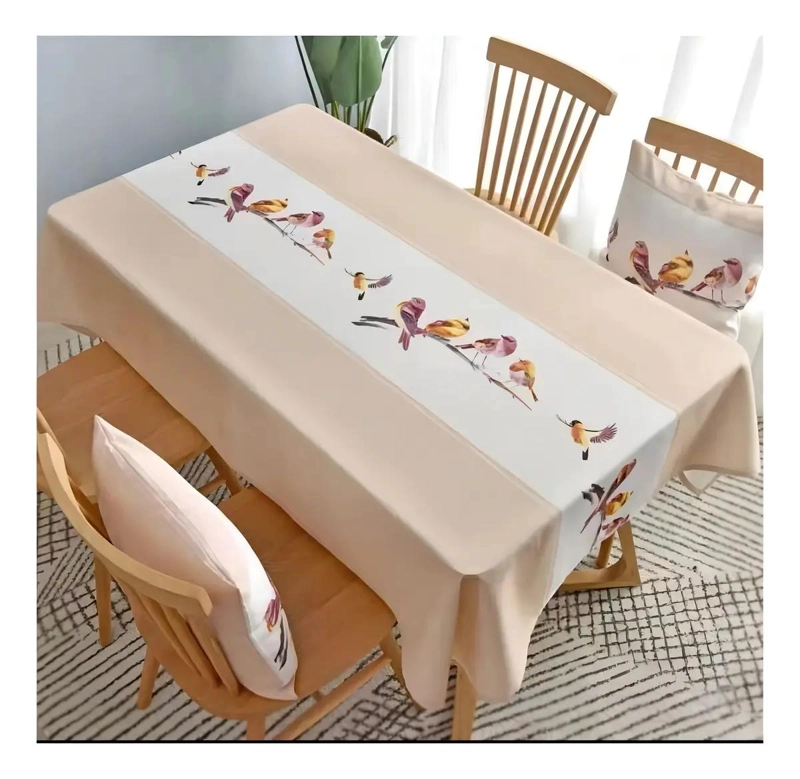 MANTEL RECTANGULAR IMPERMEABLE 140X220 CM CON DISEÑO DE PAJARITOS - 1