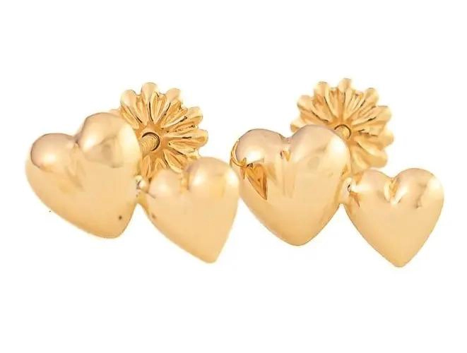 AROS DE CORAZON DOBLE DE ORO 18K PARA MUJER - 1