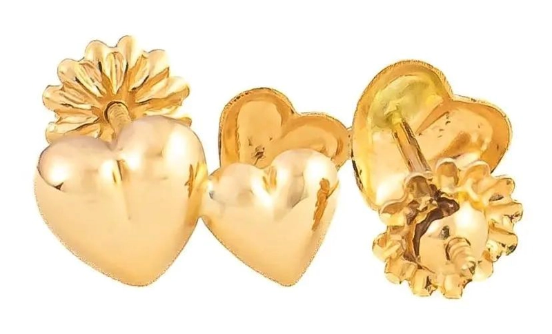 AROS DE CORAZON DOBLE DE ORO 18K PARA MUJER - 2