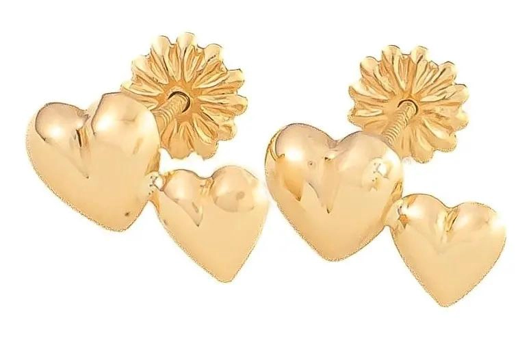 AROS DE CORAZON DOBLE DE ORO 18K PARA MUJER - 3