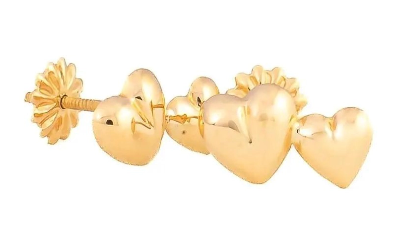 AROS DE CORAZON DOBLE DE ORO 18K PARA MUJER - 4