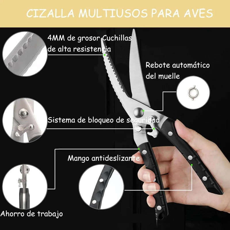TIJERAS DE COCINA MULTIUSOS PARA CORTAR ALIMENTOS Y MAS - 4