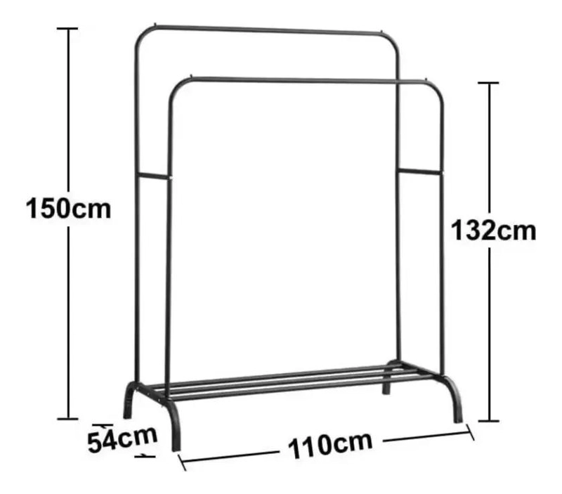 PERCHERO METALICO DOBLE BARRA PARA ORGANIZACION DE ROPA - 8