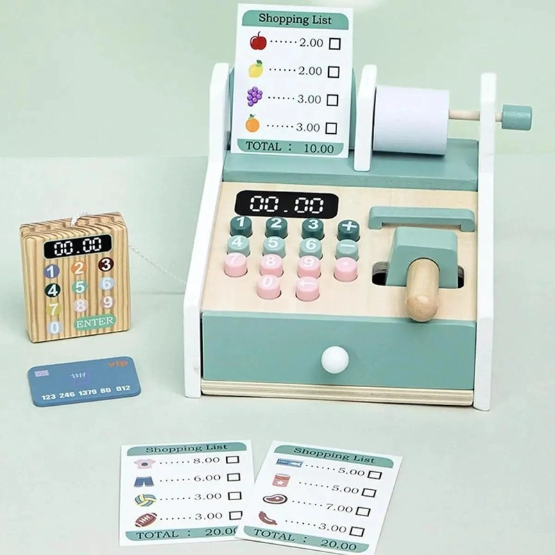 CAJA REGISTRADORA DIDACTICA DE MADERA PARA NIÑOS - 4