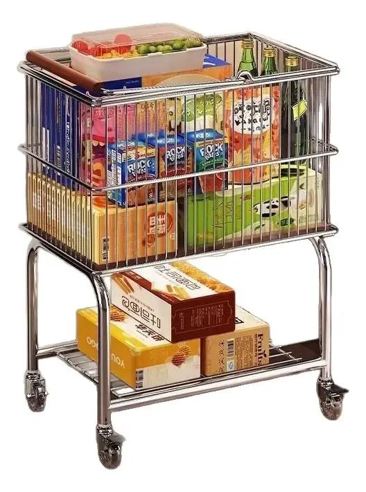 CARRO ORGANIZADOR PLATEADO PARA GABINETES DE COCINA - 1
