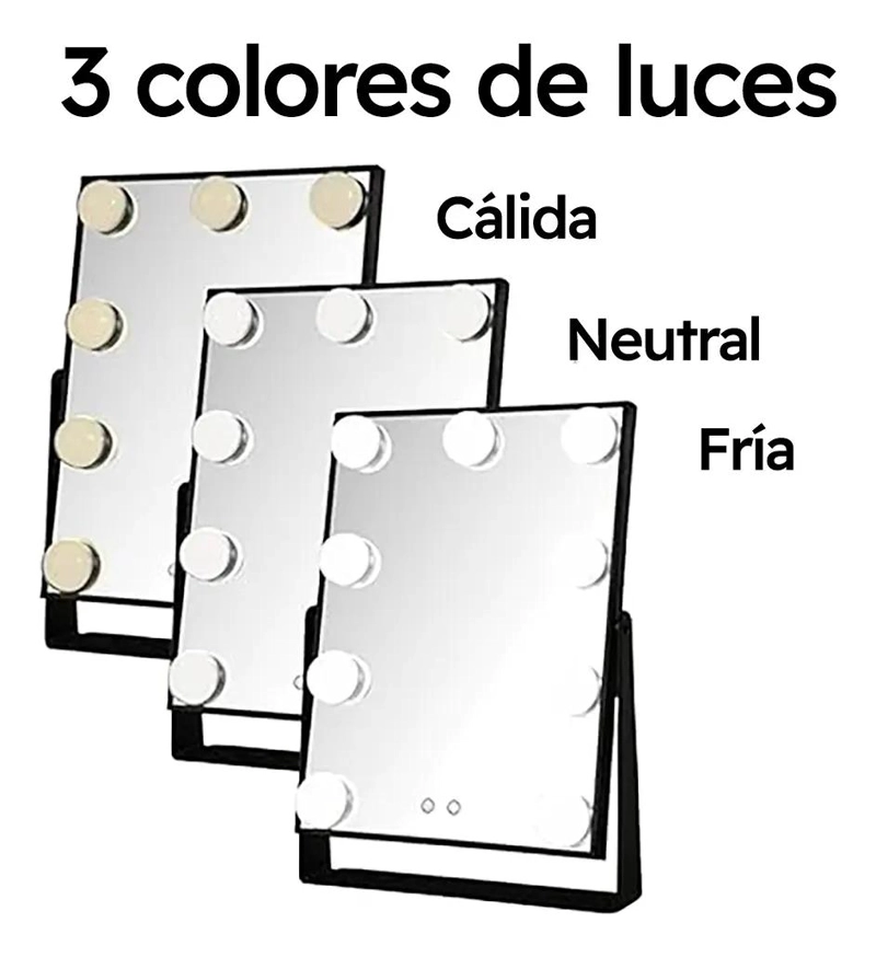 ESPEJO LED TOCADOR 9 LUCES 3 MODOS DE ILUMINACION 360° - 4