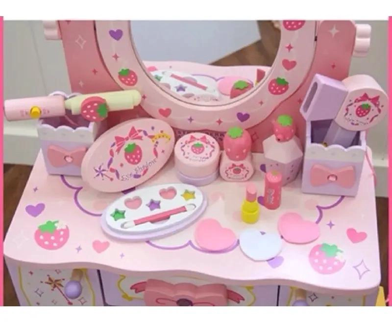 TOCADOR INFANTIL DE MADERA CON SILLA Y ACCESORIOS DE BELLEZA - 3