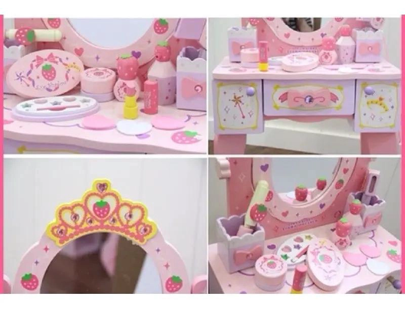 TOCADOR INFANTIL DE MADERA CON SILLA Y ACCESORIOS DE BELLEZA - 4
