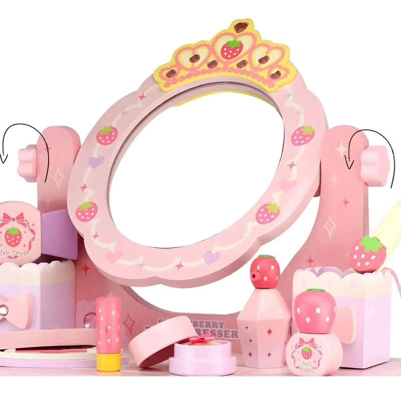 TOCADOR INFANTIL DE MADERA CON SILLA Y ACCESORIOS DE BELLEZA - 5