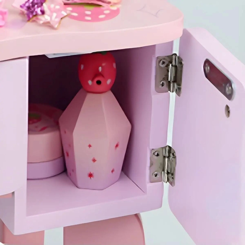 TOCADOR INFANTIL DE MADERA CON SILLA Y ACCESORIOS DE BELLEZA - 7