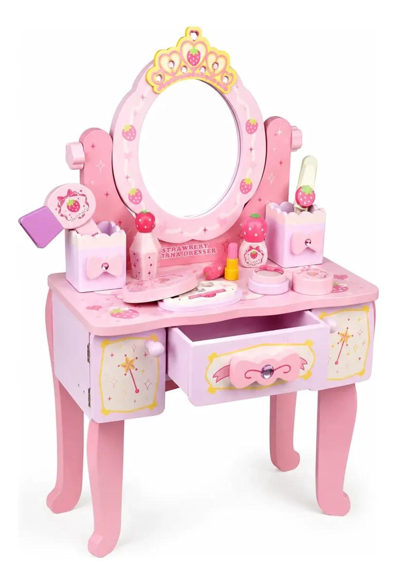 TOCADOR INFANTIL DE MADERA CON ESPEJO Y ACCESORIOS - 2