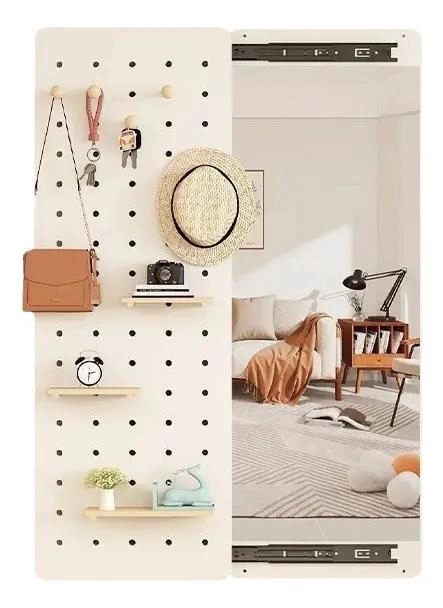 ORGANIZADOR DE PARED CON GANCHO Y ESPEJO MULTIFUNCIONAL - 1