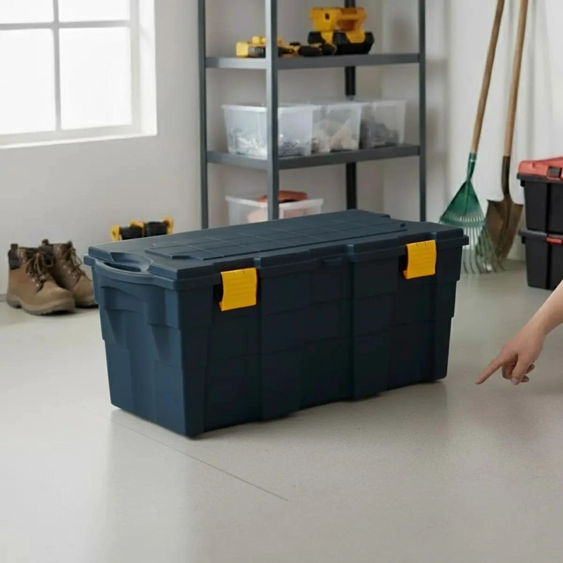 BAUL ORGANIZADOR DE PLASTICO 100 LITROS CON TAPA Y RUEDAS - 4