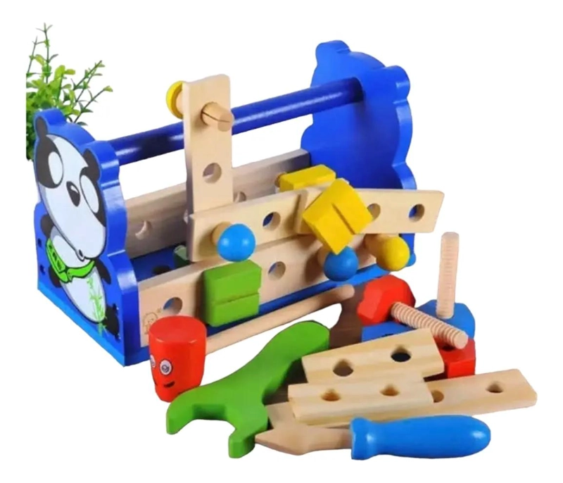 CAJA DE HERRAMIENTAS DE MADERA DIDACTICA PARA NIÑOS - 1