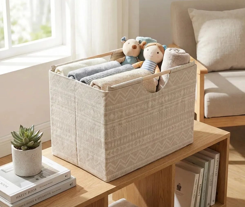 ORGANIZADOR PLEGABLE BEIGE PARA ALMACENAMIENTO DE ROPA Y JUGUETES - 4