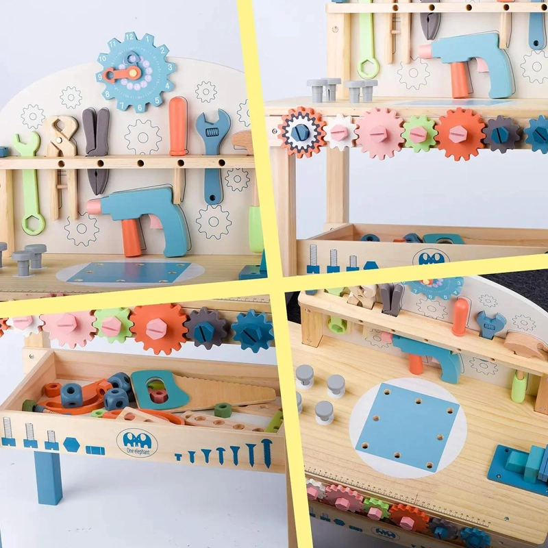 BANCO DE TRABAJO DE MADERA PARA NIÑOS CON HERRAMIENTAS - 3