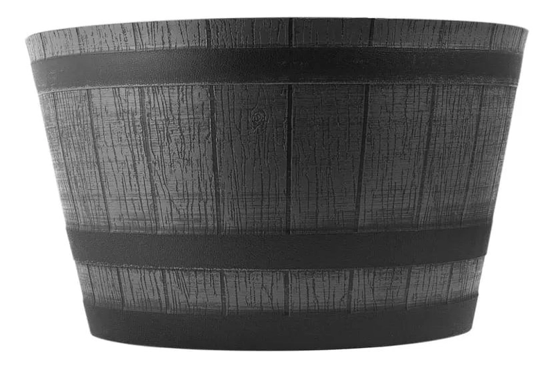 MACETERO PLASTICO TIPO BARRIL NEGRO 52 CM DIAMETRO 31 CM ALTO - 4